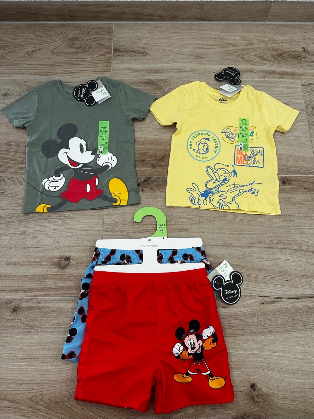 Primark Disney Mickey Mouse & Donald Duck Shirts and Swim Trunks, 18/24